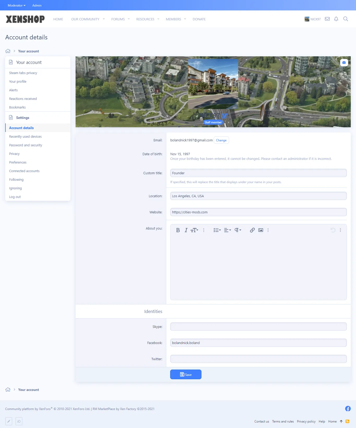 [MySite.com] [NICK97] Custom Account Details - XF2